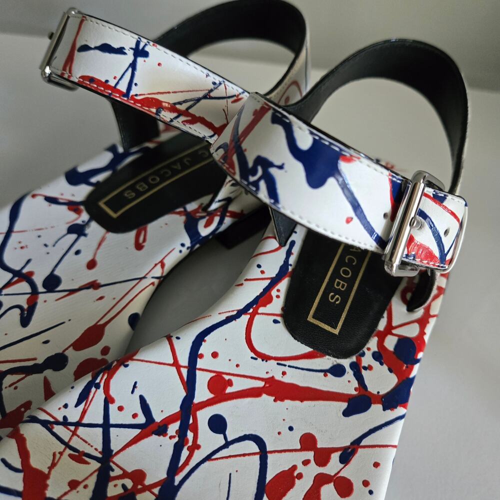 Marc Jacobs Elizabeth Multi-Color Paint Splatter Flat Sandal, Size 38 / US 8 - Picture 6 of 11